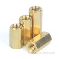 Brass long coupling round hexagon nuts